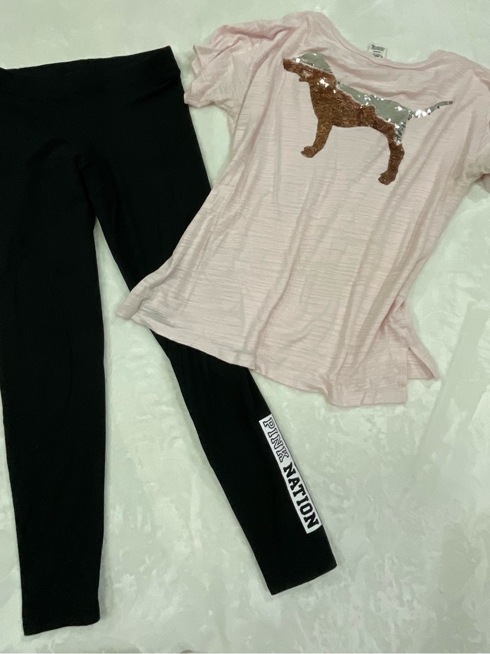 Y2K PINK Nation Victoria's Secret Black Active Leggings Set